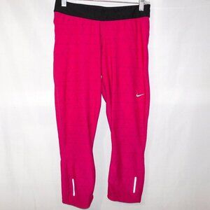 Nike Dri-Fit Cropped Training Running Activewear Fuchsia Pink Leggings Women M